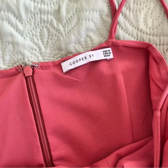 Cooper St Lovine Asymmetrical Ruffle Midi Cocktai Dress Size 10 Faded Rose - Picture 6 of 10